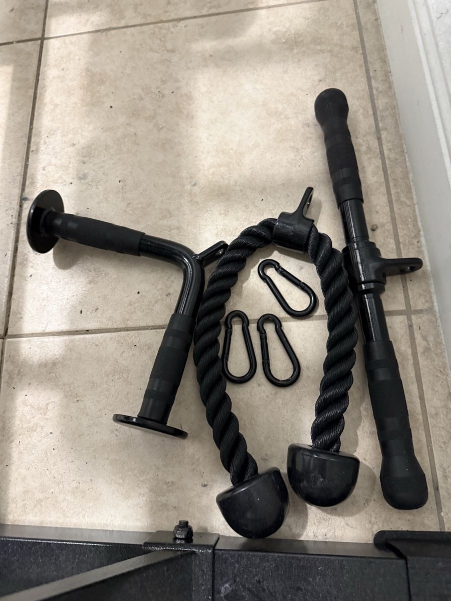 Cable Machine Attachment Set with Triceps Rope and Handles