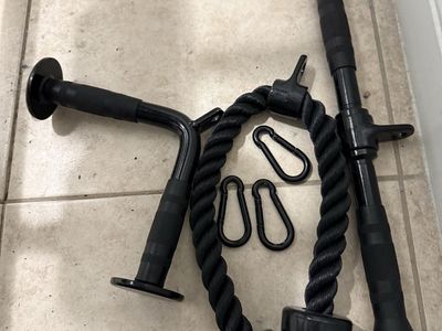 Cable Machine Attachment Set with Triceps Rope and Handles