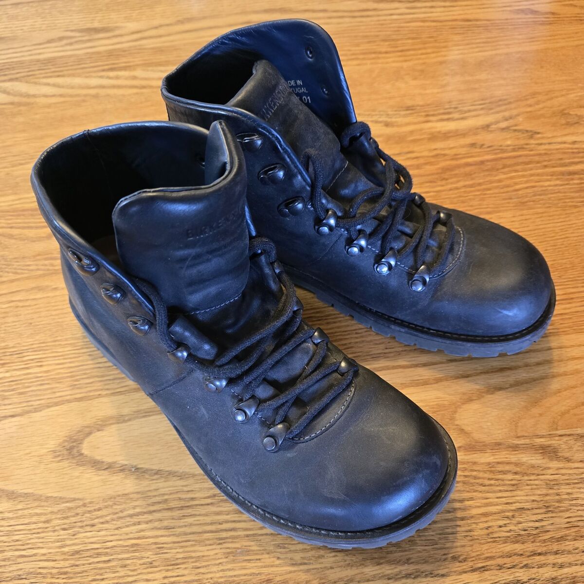 Vintage Birkenstock Black Leather lace up Biking Combat boots Mint 42
