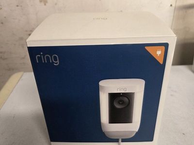 Ring Spotlight Cam Pro Plug-In - Advanced Outdoor Security Camera with Lights & Siren - White