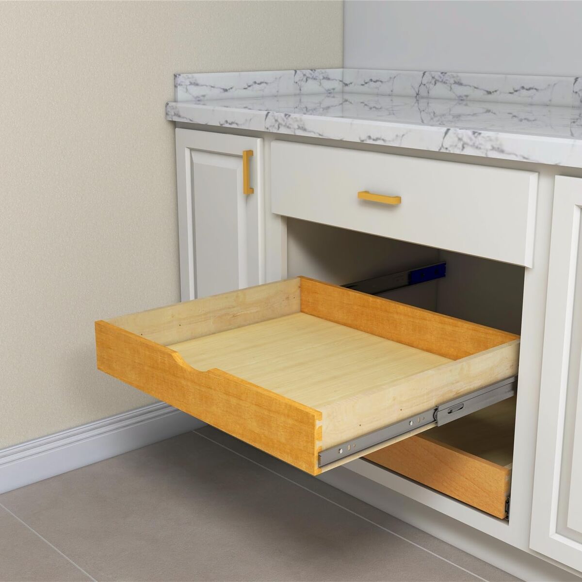 26'' Width Wood Pull Out Drawer for cabinets, Dovetail Joint Drawer, Roll Out Tray, Drawer Box