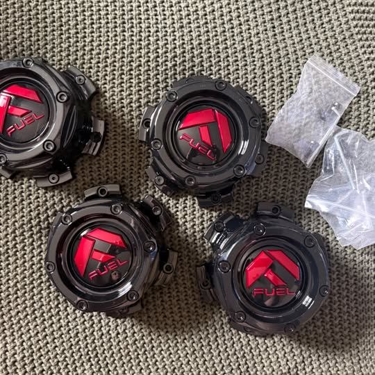 Fuel Off Road 1004-26 Wheel Center Caps Set of 4 Black Red w/ Hardware