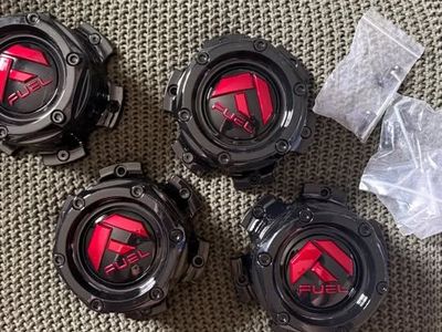 Fuel Off Road 1004-26 Wheel Center Caps Set of 4 Black Red w/ Hardware