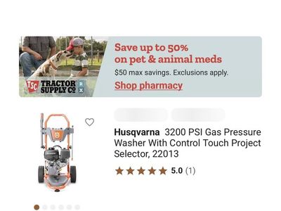 Husavarna 3200 Psi 2.5 GPM Pressure Washer. New