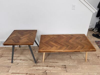 Wood coffee table with matching end table
