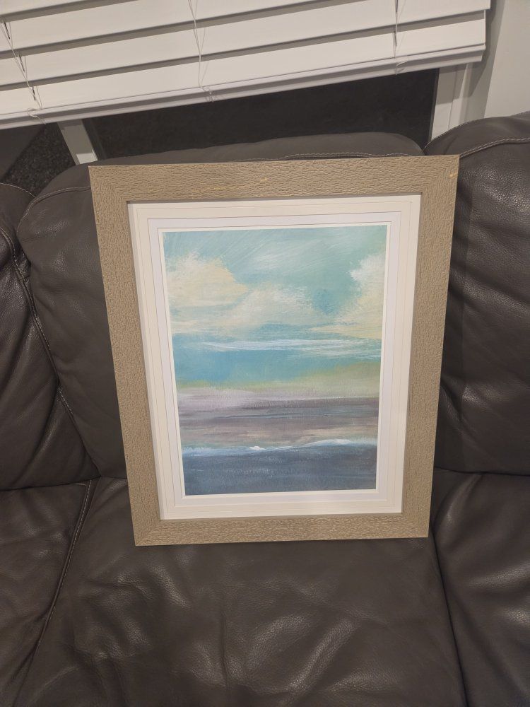 Framed Abstract Seascape Wall Art - Ocean & Sky Painting