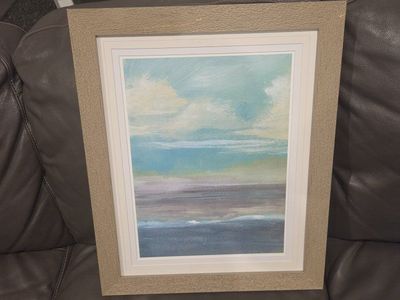 Framed Abstract Seascape Wall Art - Ocean & Sky Painting