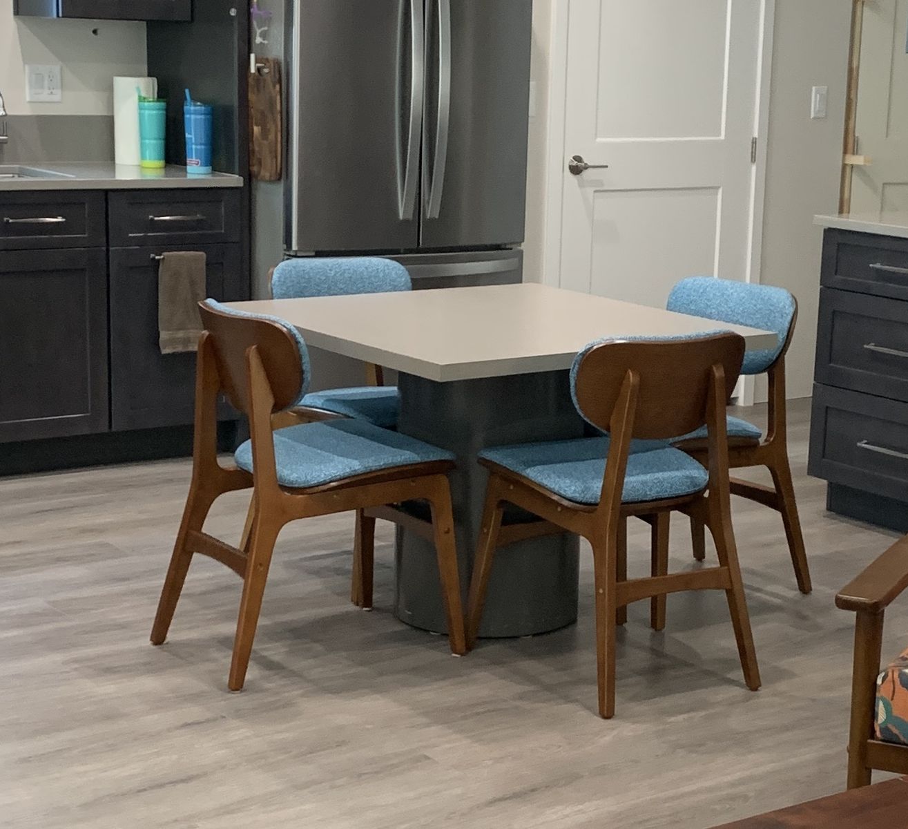 Levity Solid Wood Dining Chairs (4) with Removable Blue Washable Covers - 300 lbs capacity