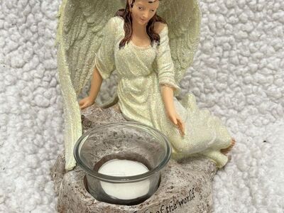 Vintage Tabletop Angel Tea Light Candle Holder