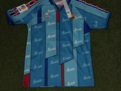 Vintage Kappa FC Barcelona Ronaldo #9 Away Soccer Jersey LFP Football Shirt