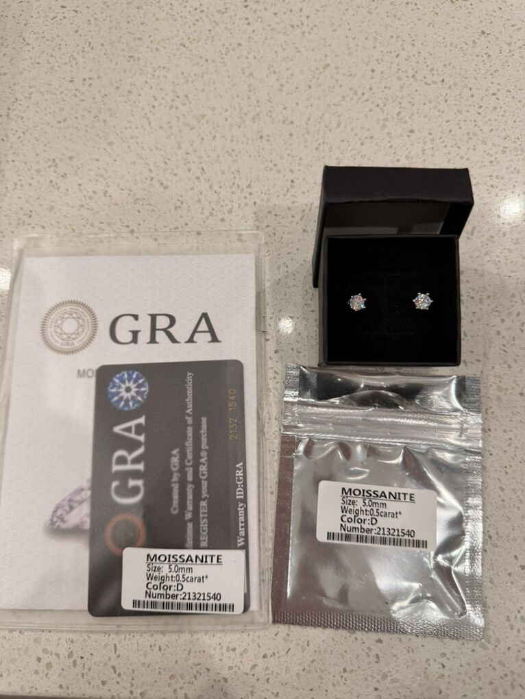 Half carat diamond earrings silver stud