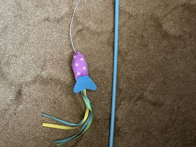 New Cat Wand Toy with Star Patterned Rocket and Streamers - Interactive Pet Play