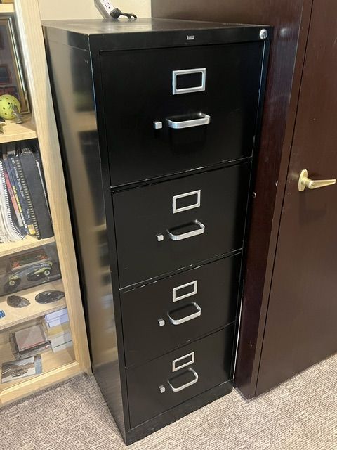 HON 4-Drawer Legal Size Vertical File Cabinet in Black - Durable Steel Office Storage