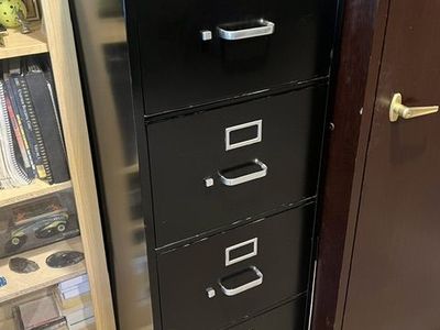 HON 4-Drawer Legal Size Vertical File Cabinet in Black - Durable Steel Office Storage