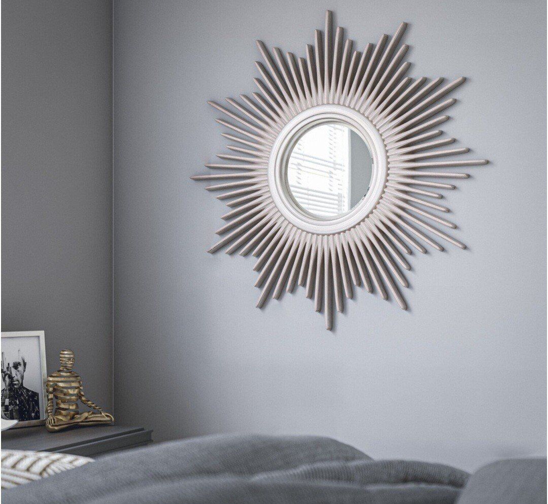 Sunburst Wall Mirror Antique Silver Brand New