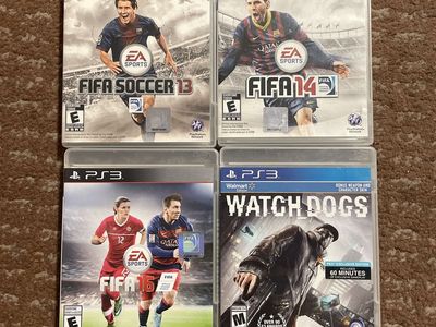 PlayStation 3 Game Lot of 4 - FIFA 13, FIFA 14, FIFA 16, Watch Dogs (PS3)