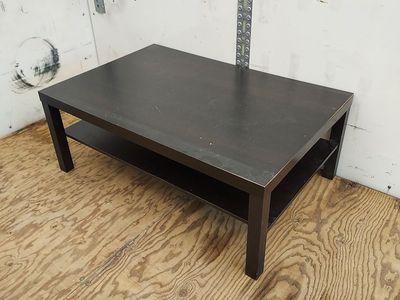 Black Coffee Table with Lower Storage Shelf - 46" x 31" x 18"