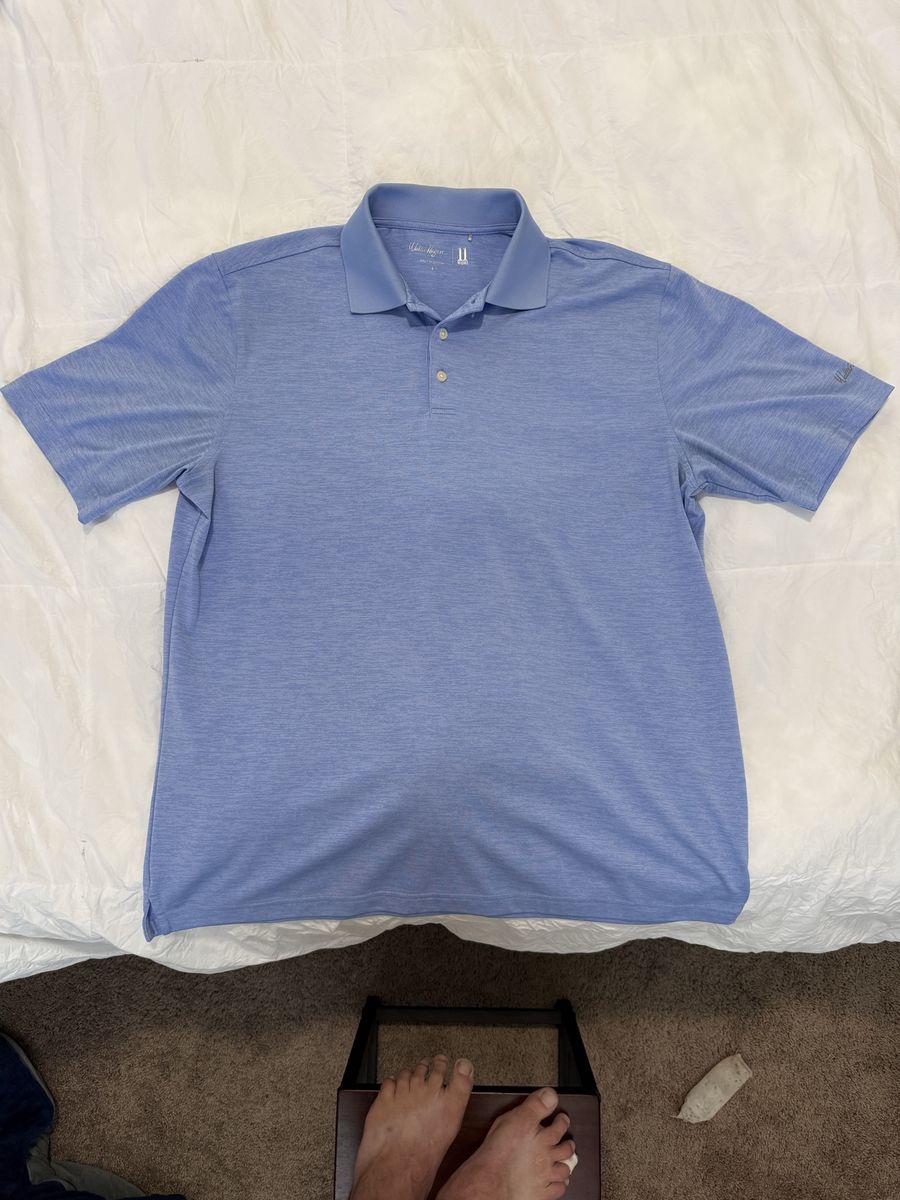 Walter Hagen Blue Heathered Short Sleeve Golf Polo Shirt Men's Large