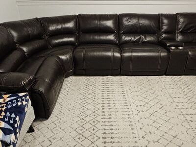 Powered, reclining leather sectional