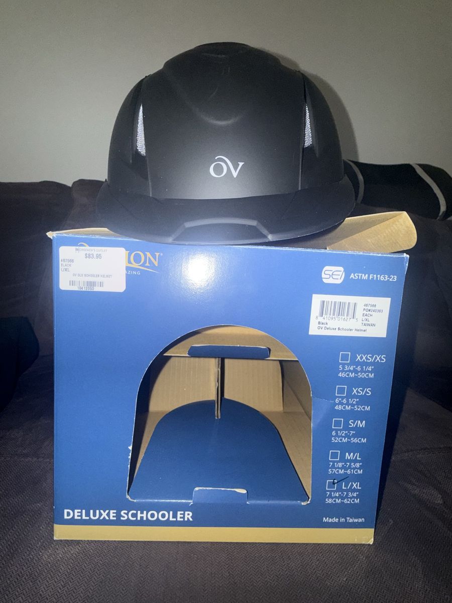 Ovation Deluxe Schooler Black Riding Helmet L/XL, ASTM F1163-23 Certified