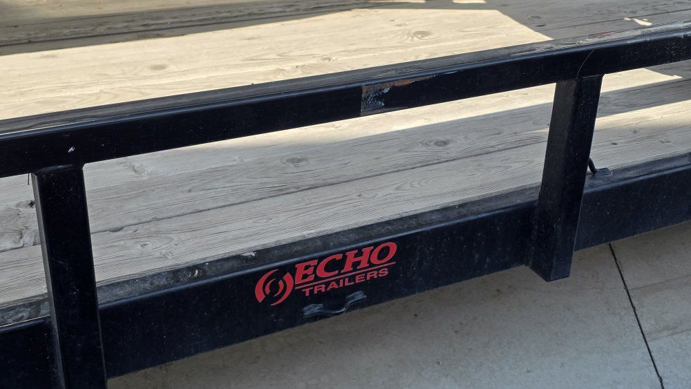 28 ft Echo Trailers Utility Trailer Black Wood Deck with Ramp Gate