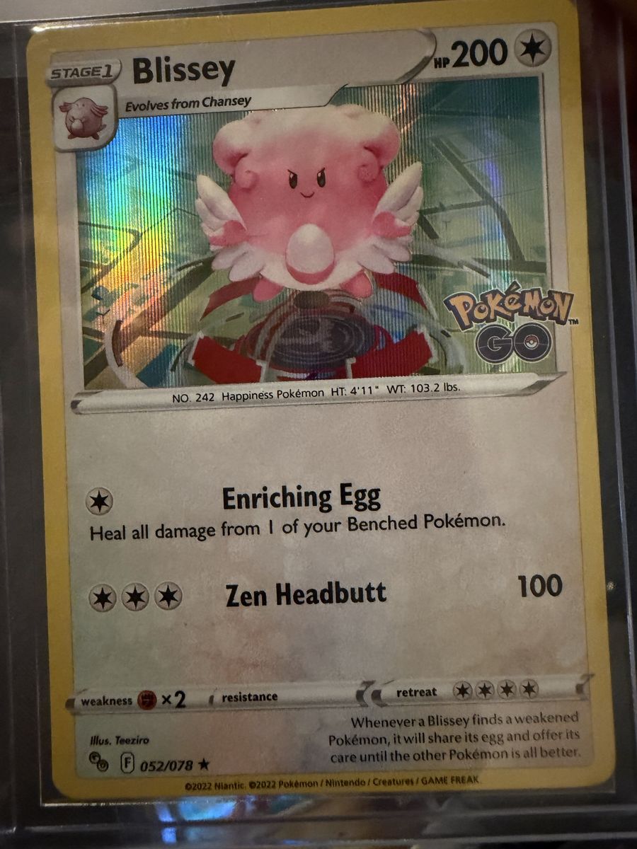 Blissey Holo Pokemon GO 052/078 Card Stage 1