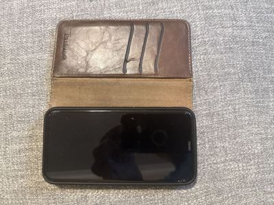 Iphone 11 With Leather Wallet Case