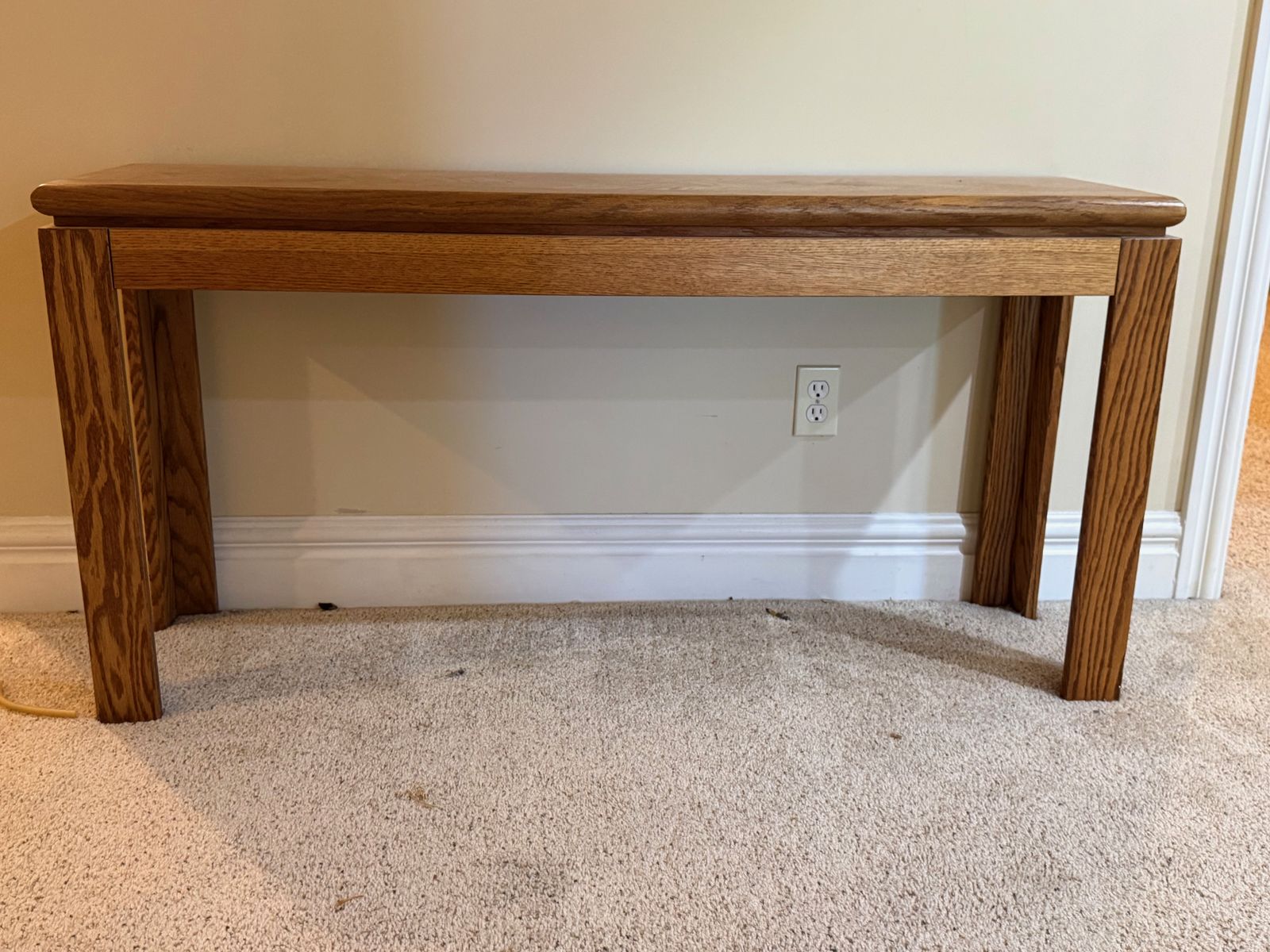 Solid Oak Console / Sofa Table with Herringbone Inlay - Excellent Condition