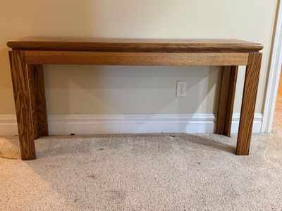 Solid Oak Console / Sofa Table with Herringbone Inlay - Excellent Condition