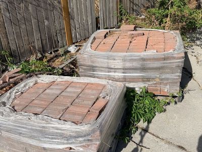 Pallets of Red Paver Bricks - Paver Landscaping