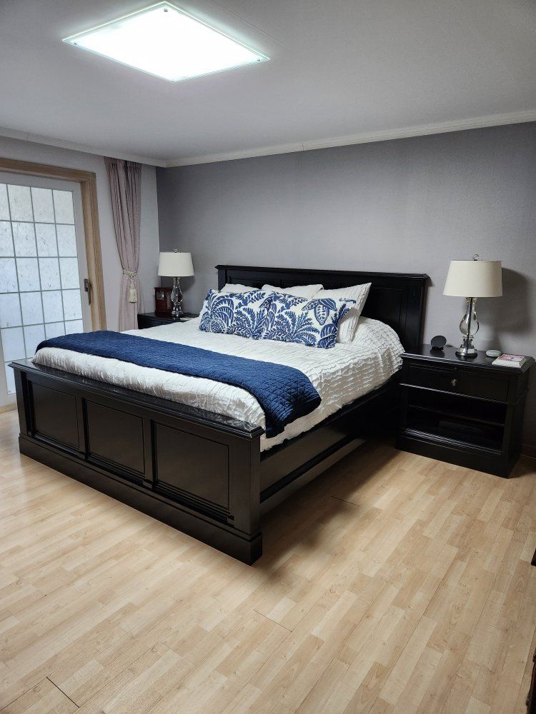 Pottery Barn Bedroom Set - Bed Frame, 2 End Tables, 1 XL Dresser