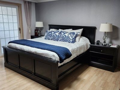 Pottery Barn Bedroom Set - Bed Frame, 2 End Tables, 1 XL Dresser