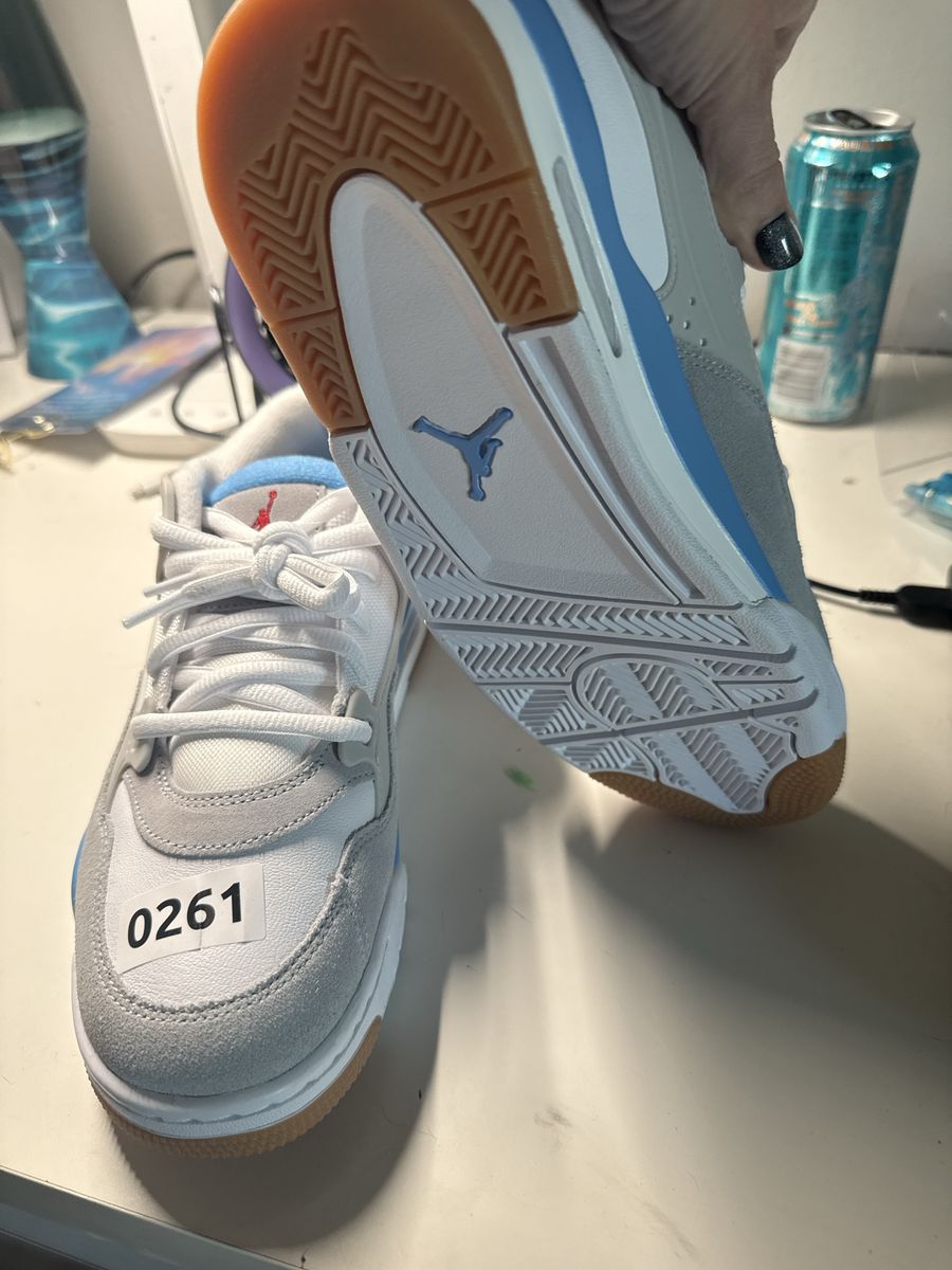 Brand New Nike Jordan Flight Court Low White Grey Blue Youth Sneakers Size 7Y