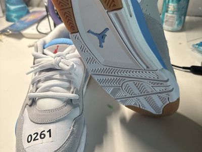 Brand New Nike Jordan Flight Court Low White Grey Blue Youth Sneakers Size 7Y