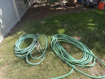 2 Used Garden Hoses - Various Lengths, Green