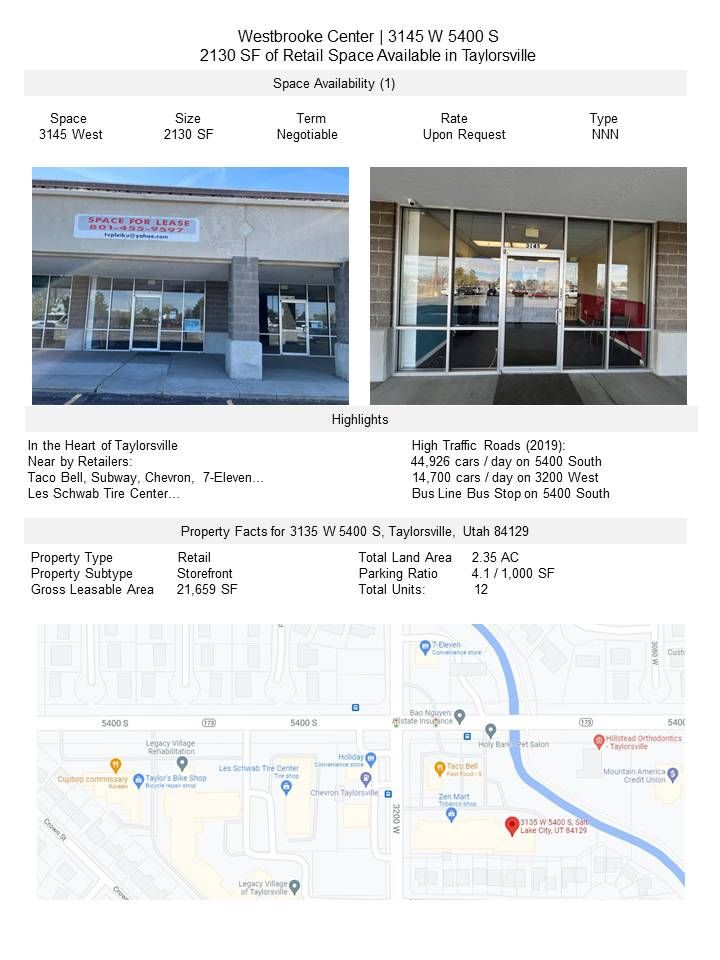 Retail / Restaurant for Lease in Taylorsville