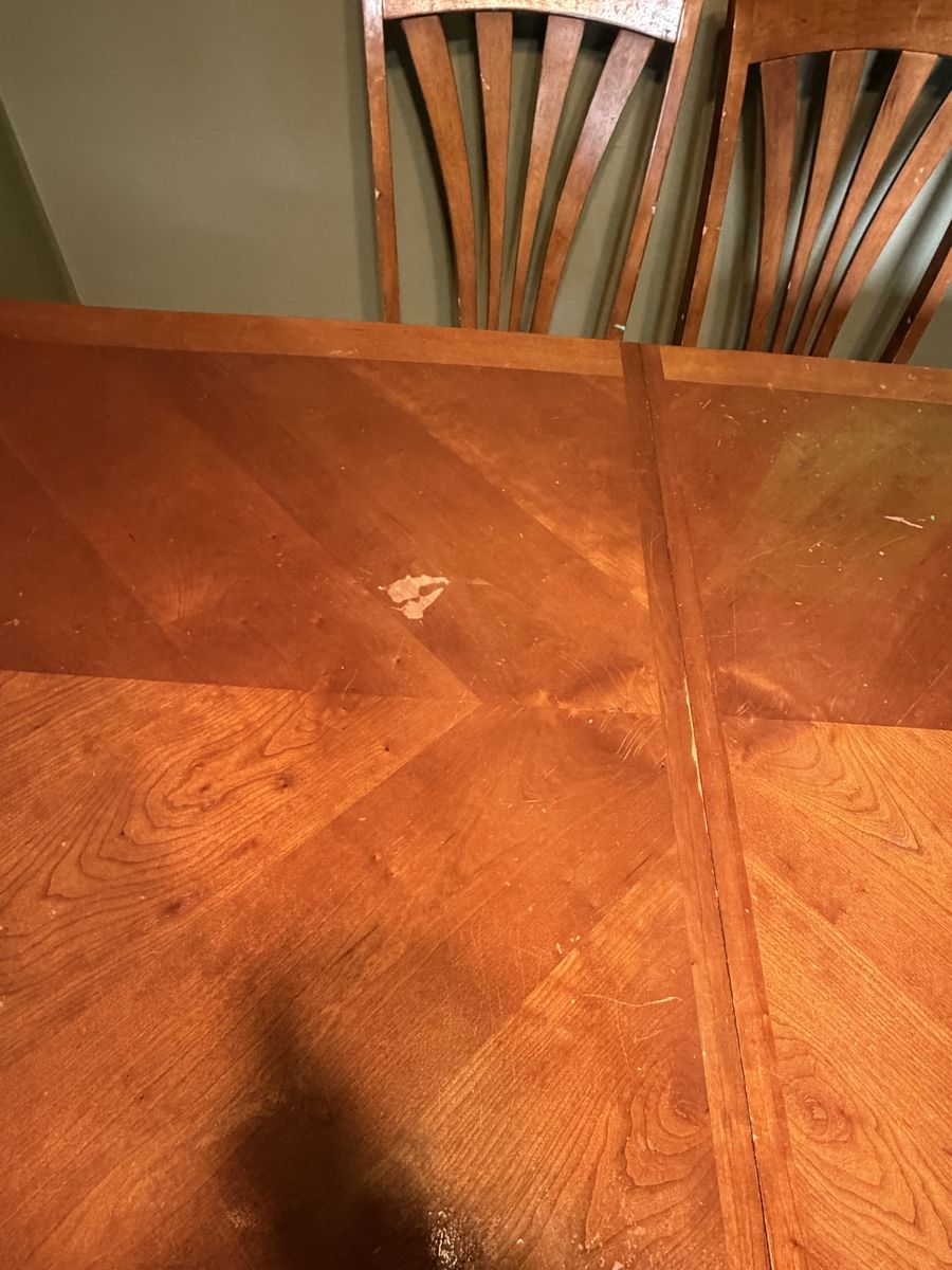 Wooden Dining Table with Leaf and Matching Chairs