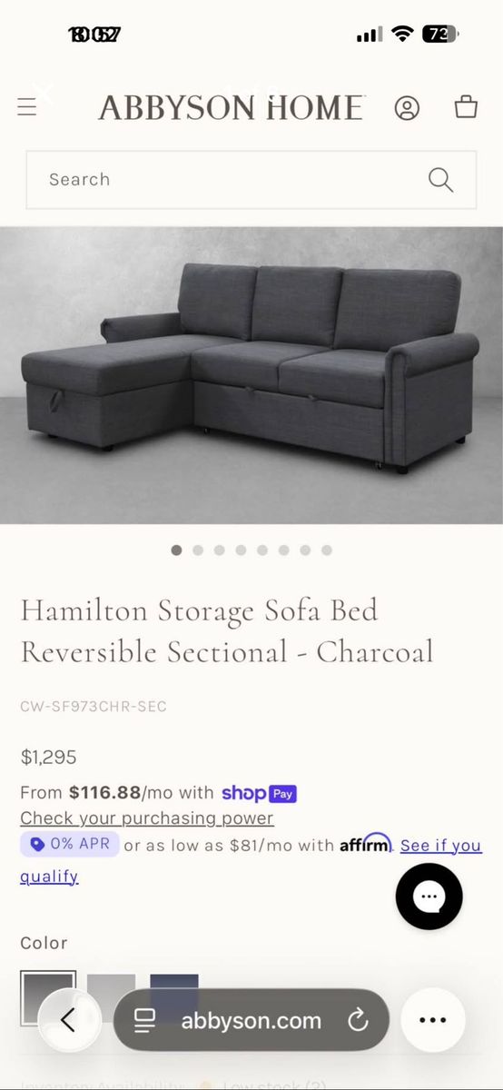 Hamilton Storage Sofa Bed Reversible