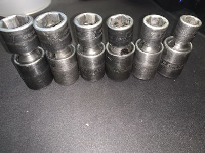 Snap On 12,13,14,15,17,18 Swivel Impact Socket Set (6 Piece) with Tray