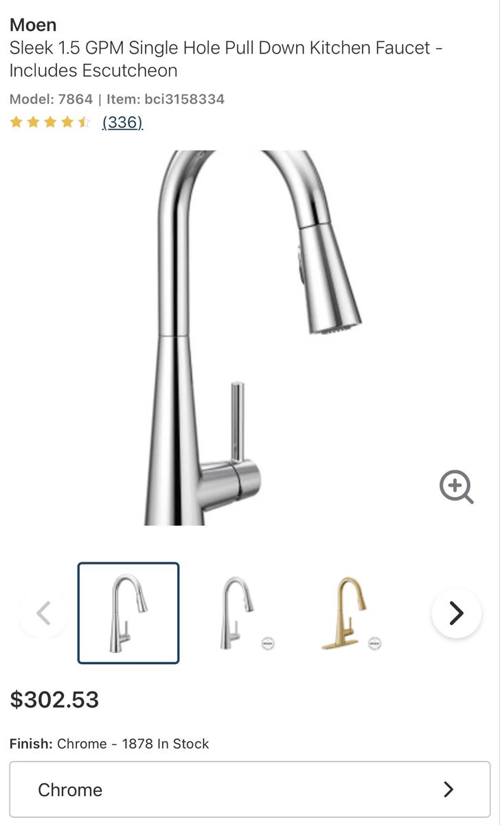 Moen pull down chrome faucet