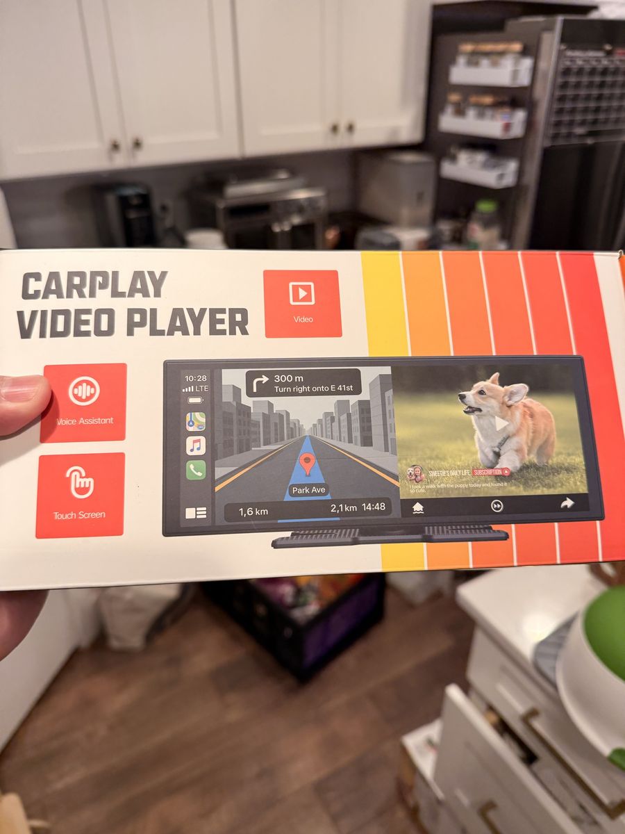 Portable CarPlay Video Player Touch Screen with Voice Assistant Support