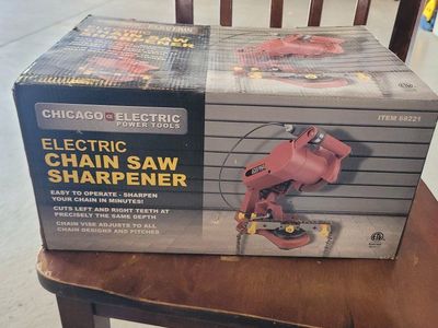 CHICAGO ELECTRIC Chain Saw Sharpener Item 68221 Electric Bench Mount Grinder Tool