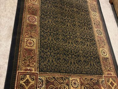 Area Rug - Black/Gold/Burgundy Floral Pattern Large Accent Rug