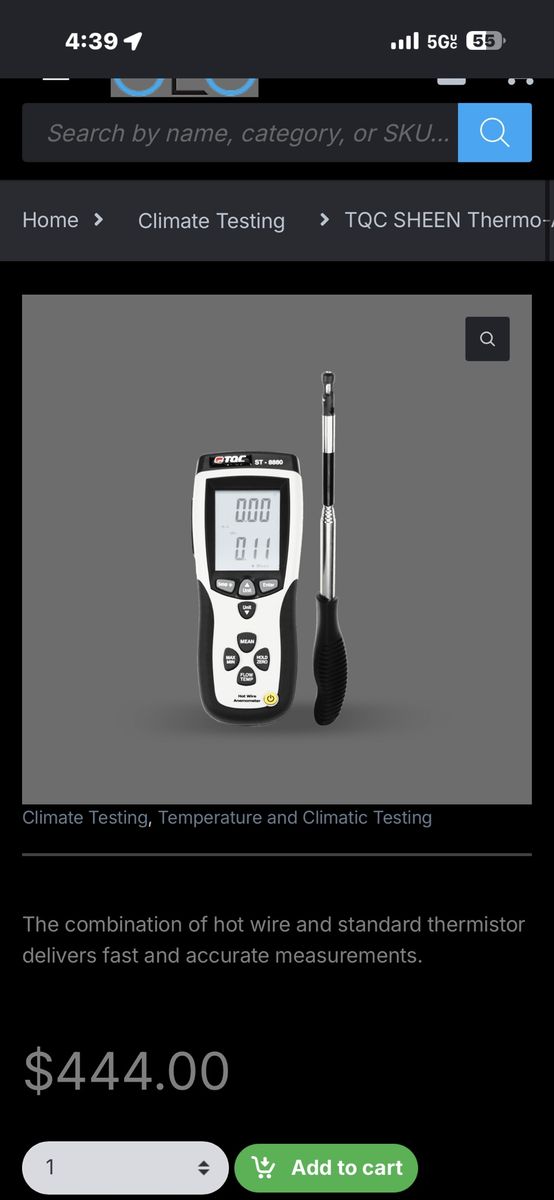 CEM DT-8880 Hot Wire Thermo-Anemometer Air Velocity Meter with Hard Case