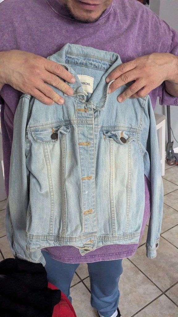 Cherokee Kids Light Wash Denim Jean Jacket Size L/G (10/12) Classic Button Front