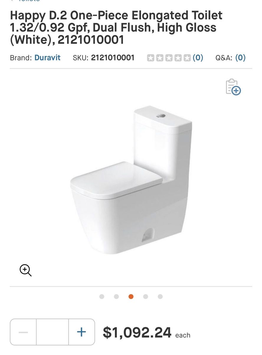Happy D.2 One-Piece Elongated Toilet 1.32/0.92 Gpf, Dual Flush, High Gloss (White), 2121010001