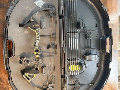Youth Bear Archery Compound Bow Package with Hard Case, Quiver, and Arrows - Camo