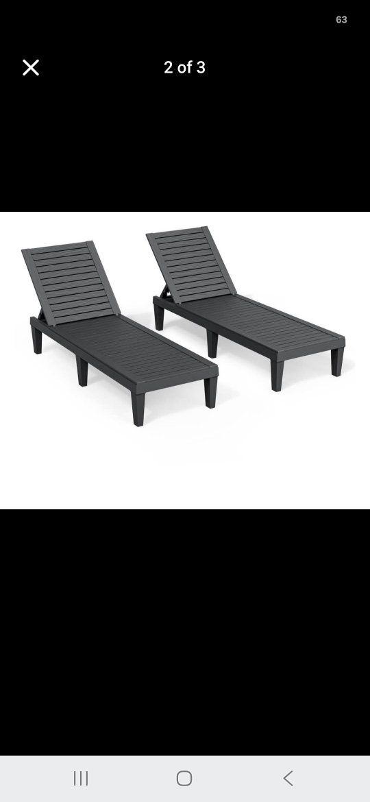 Outdoor Chaise Lounge Chair, Adjustable Back 2 PCS