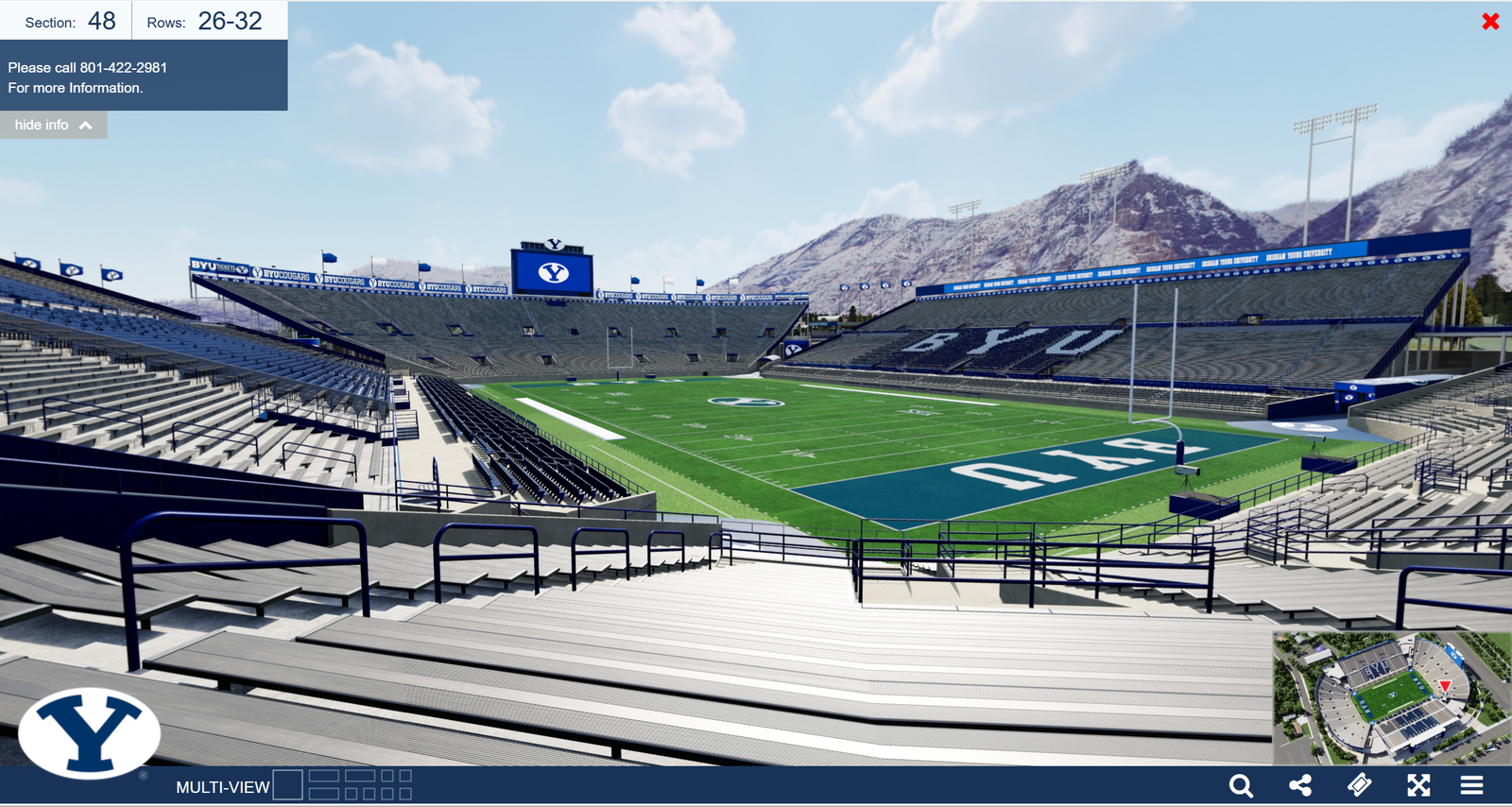 Two Lower Level Tickets - South End Zone - #14 BYU vs Arizona