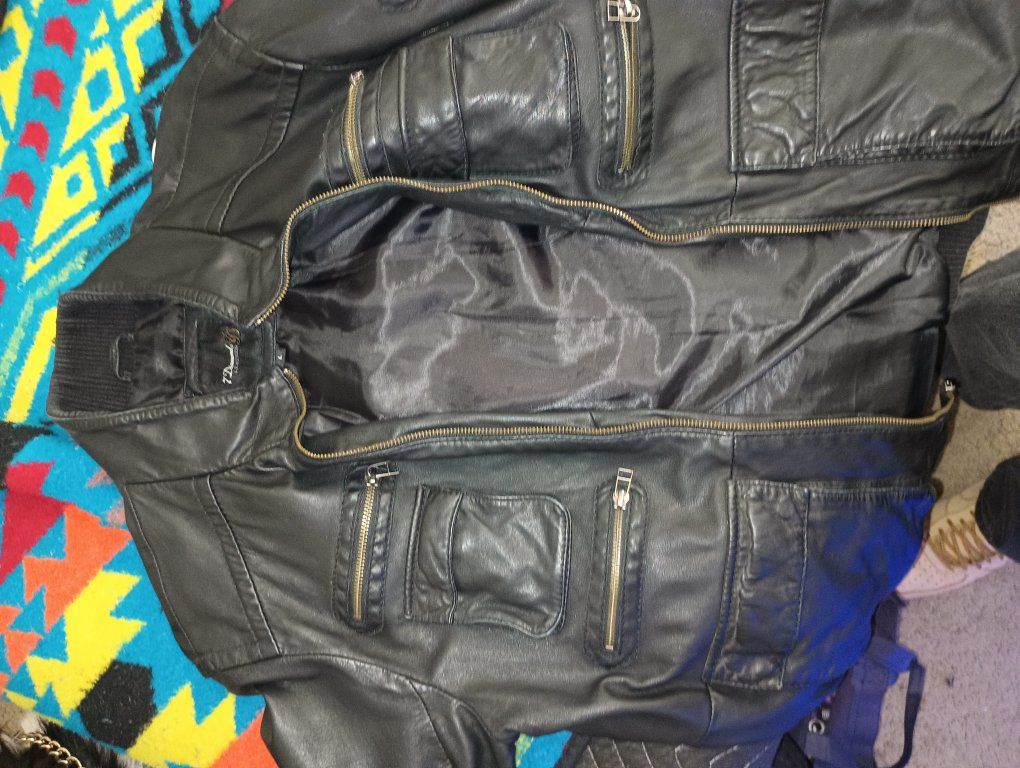diamonds real leather jacket